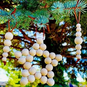 Minimalist Wooden Bead Star Ornament, Christmas ornaments, Boho Christmas Decor